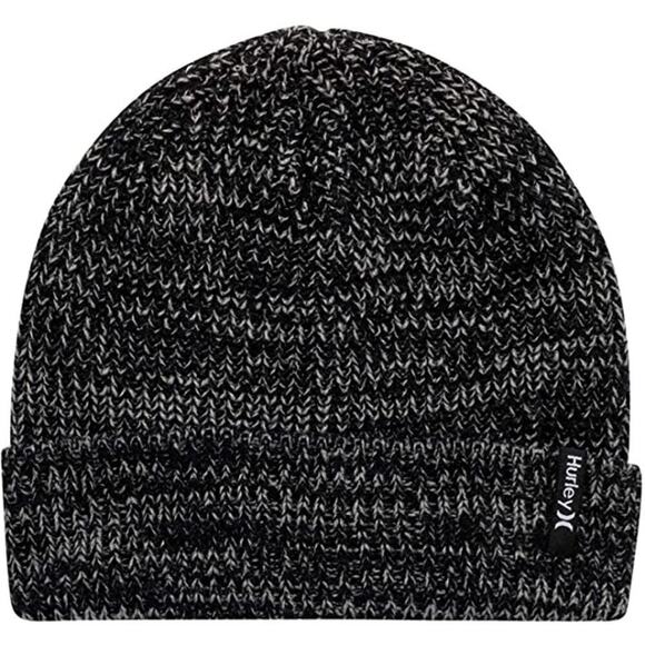 Hurley Men's Black/Grey Cuffed Beanie - Loose Knit Winter Hat One Size - Picture 1 of 8